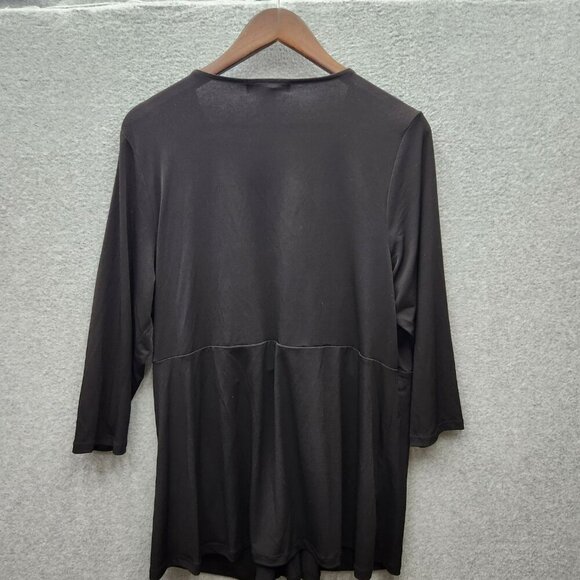 Michael Kors Black 3/4 Sleeve Top With Gold Detail & V-Neckline - Picture 6 of 6